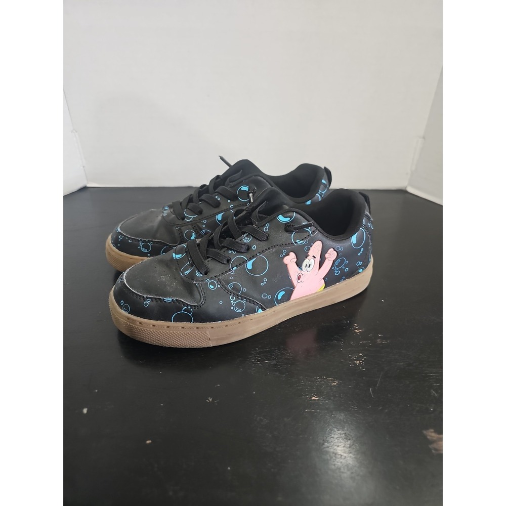 SpongeBob Patrick Star Kids Sneakers Black Bubble Print Shoes Size 4 Youth